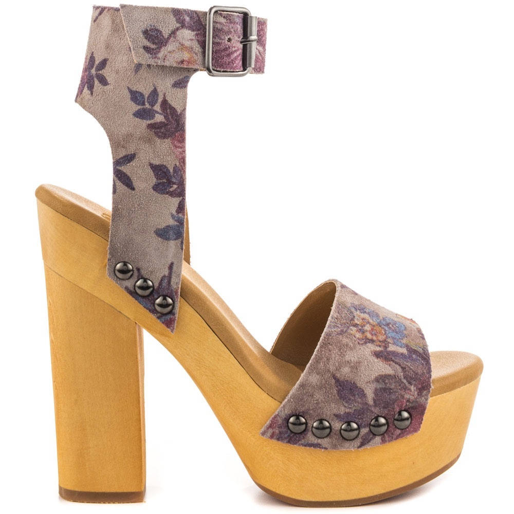 Genuine Leather Floral Print Wooden Tower Platform - Picture 10 of 11